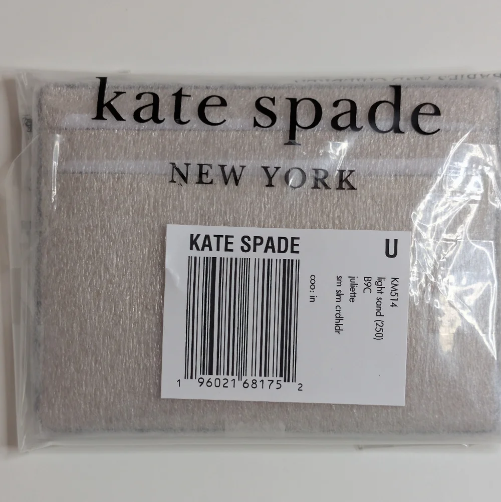 Kate Spade Juliette Slim Cardholder Light Sand Pebbled Leather NWT